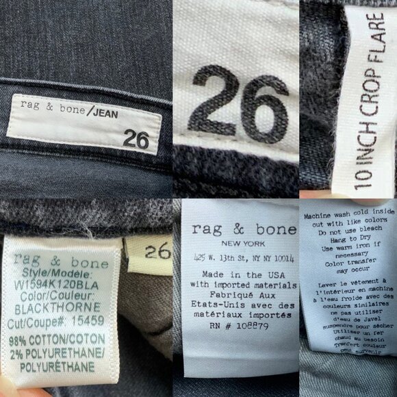 Rag And Bone Crop Flare Jeans 26 Blackthorne Distressed - Picture 5 of 13